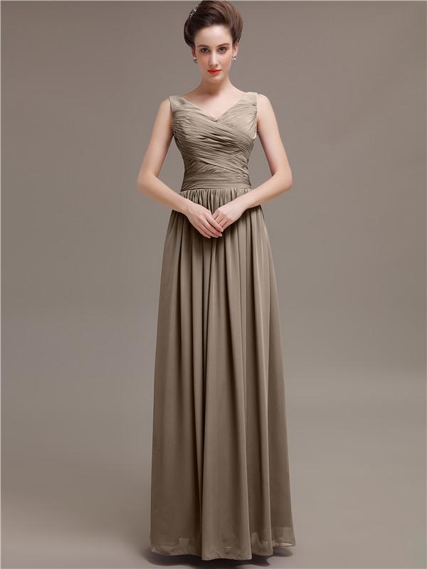 V-Neck Pleats Chiffon Bridesmaid Dresses