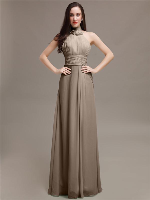 High Neck Chiffon Bridesmaid Dresses