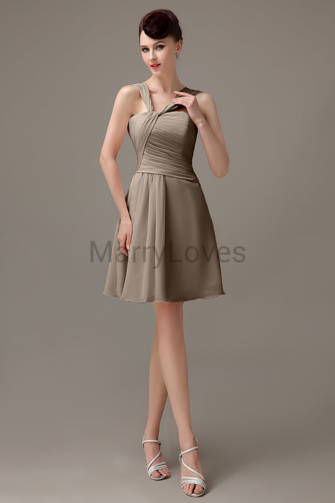 Cross Neck Chiffon Bridesmaid Dresses