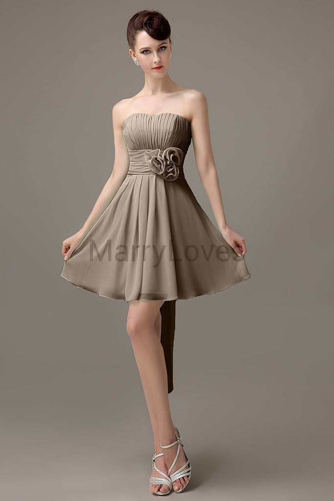 Strapless Pleats Chiffon Bridesmaid Dresses