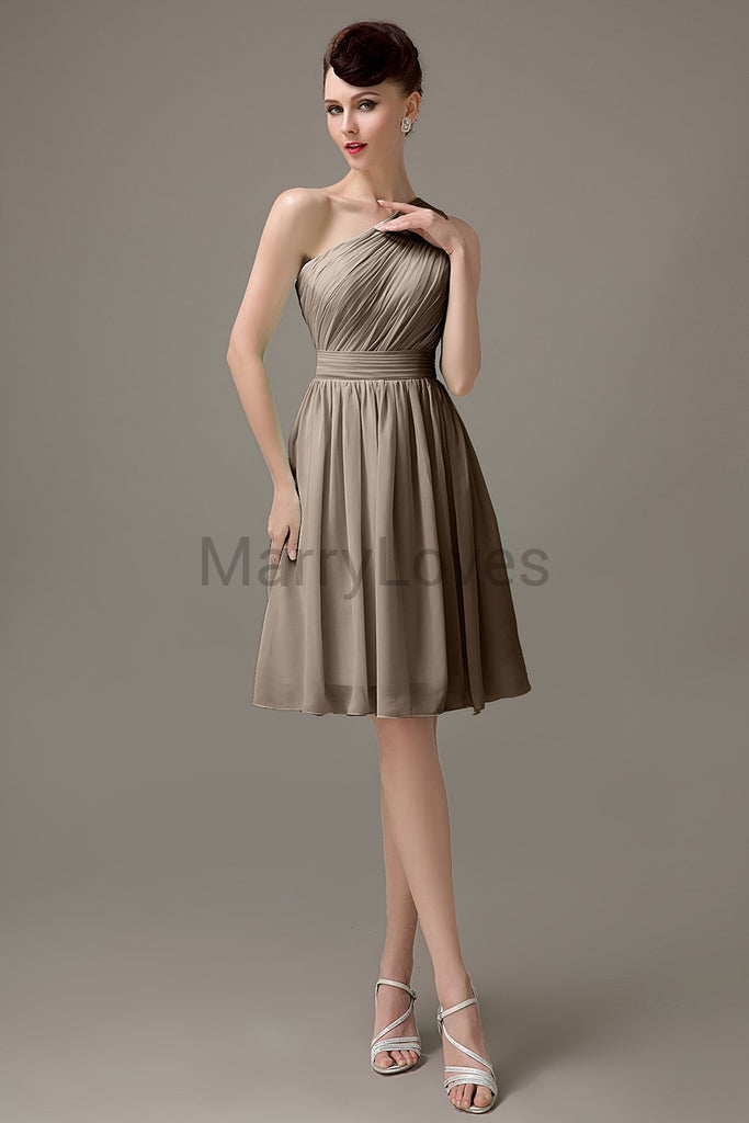 One Shoulder Pleats Bridesmaid Dresses