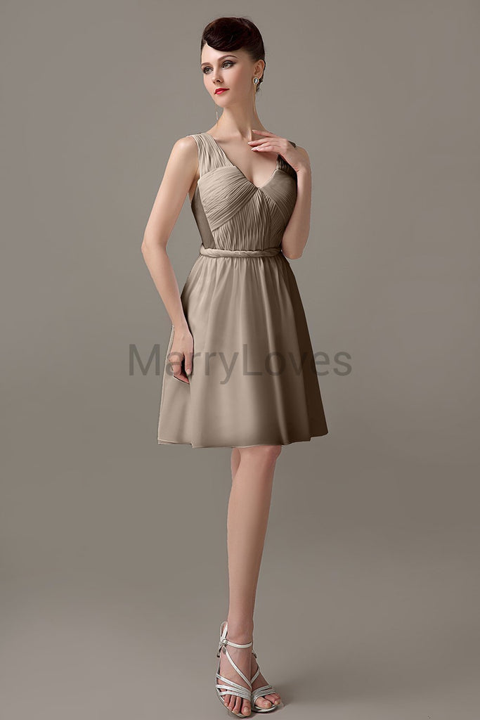 V-neck Chiffon Short Bridesmaid Dresses