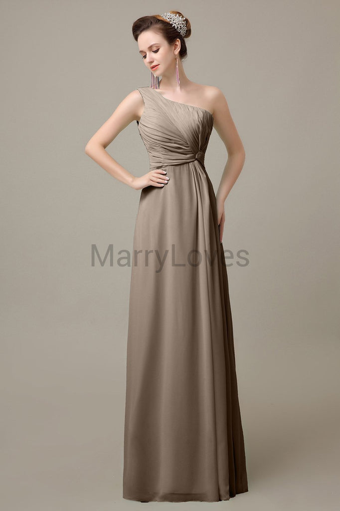 One Shoulder Long Chiffon Bridesmaid Dresses