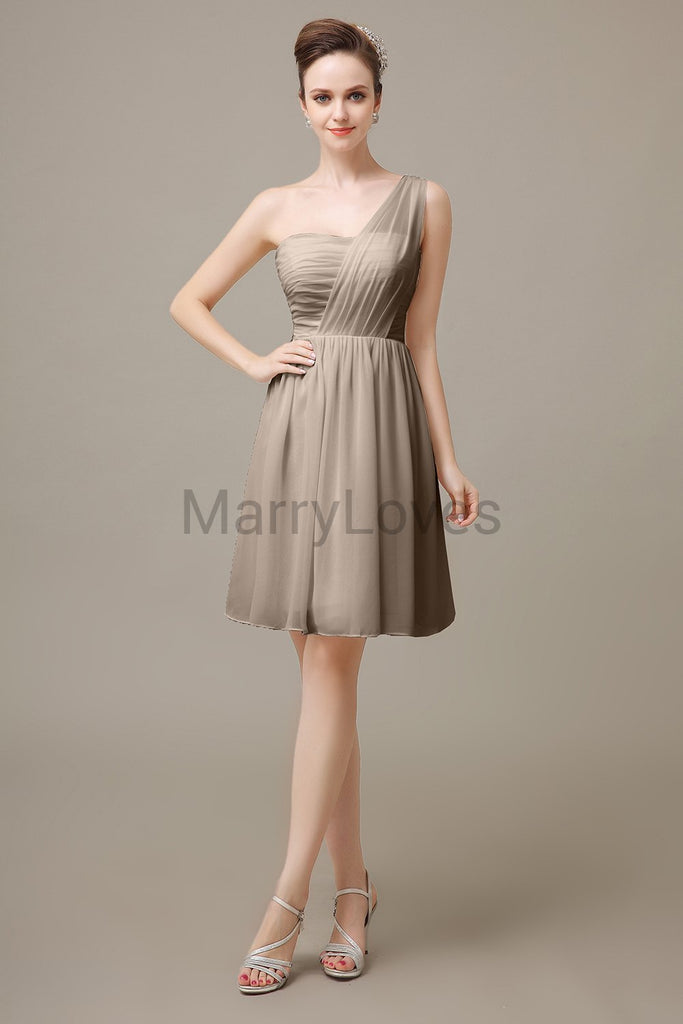 One shoulder Pleats Chiffon Bridesmaid Dresses