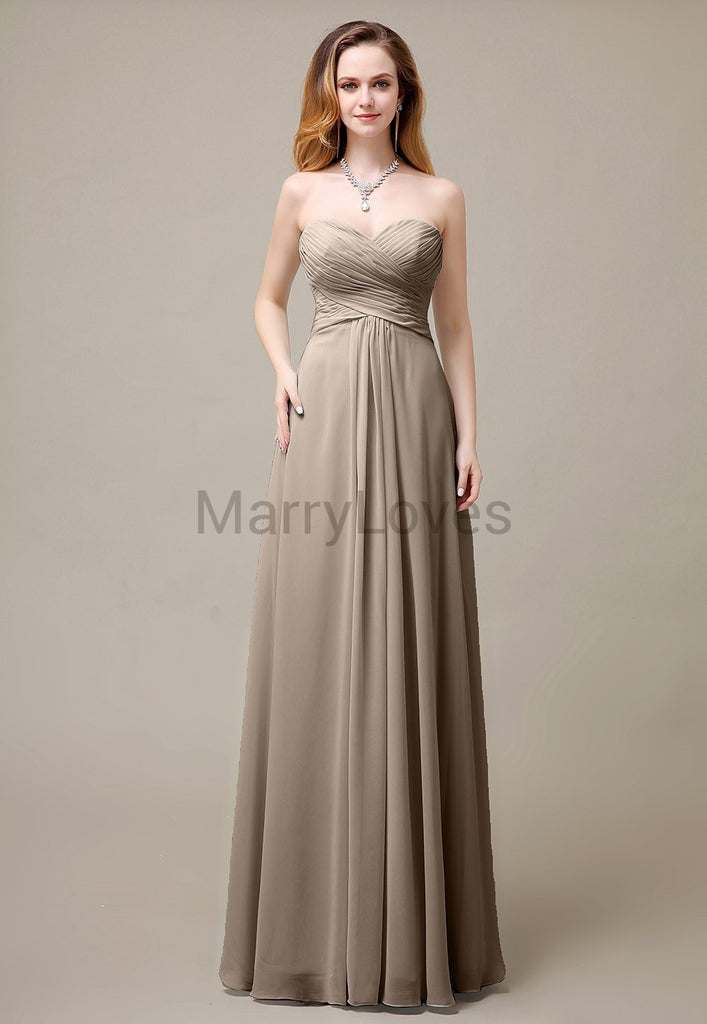 Cross-Pleated Chiffon Bridesmaid Dress with Sweetheart