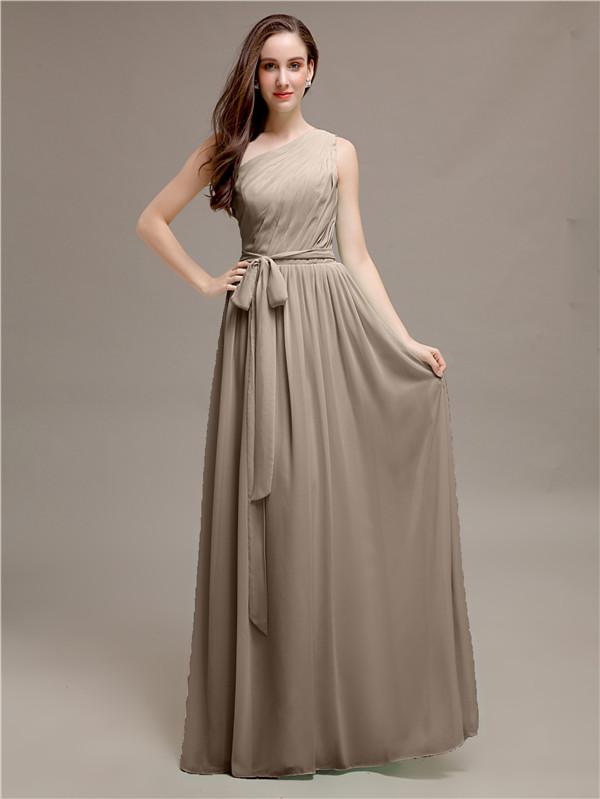 A-line One-shoulder Bridesmaid Dresses With Belt