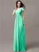 A-line V-neck Short Sleeves Pleats Bridesmaid Dresses