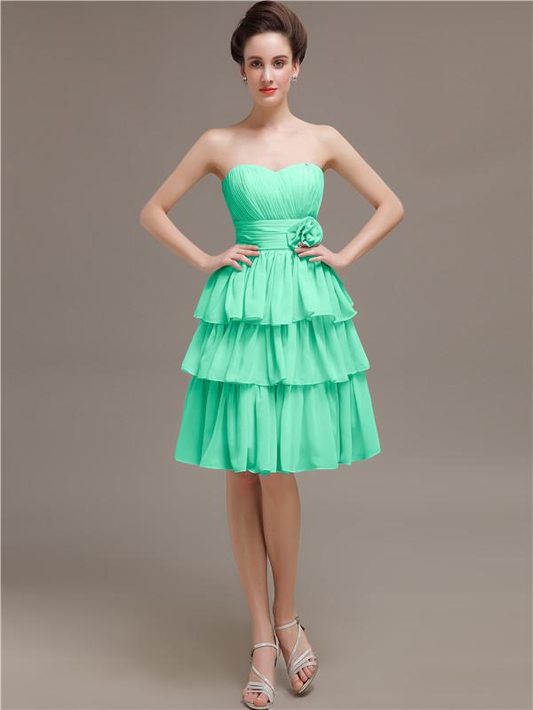 Sweetheart Pleats Short Bridesmaid Dresses