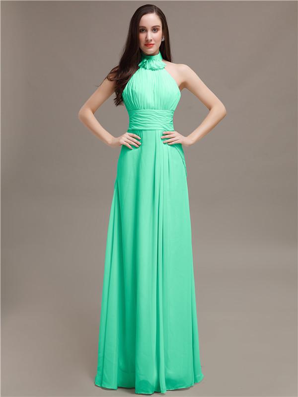 High Neck Chiffon Bridesmaid Dresses