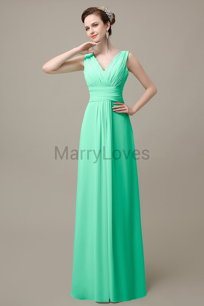 V-Neck Sleeveless Chiffon Bridesmaid Dresses