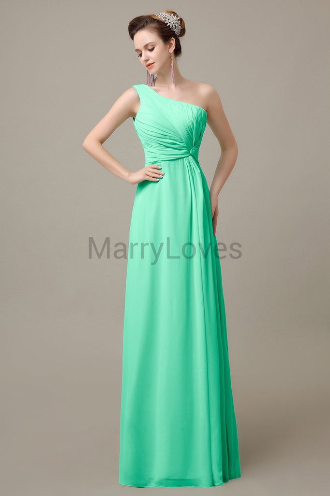 One Shoulder Long Chiffon Bridesmaid Dresses