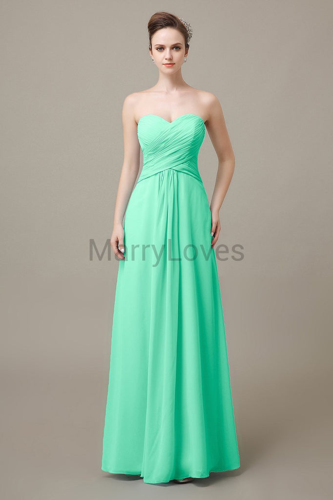 Sweetheart Chiffon Floor Length Bridesmaid Dresses