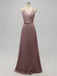 V Neck Satin Floor Length Bridesmaid Dresses