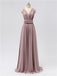 V Neck Chiffon Floor Length Bridesmaid Dresses