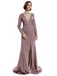 Sheath High-neck Long Sleeves Split Prom Dresses