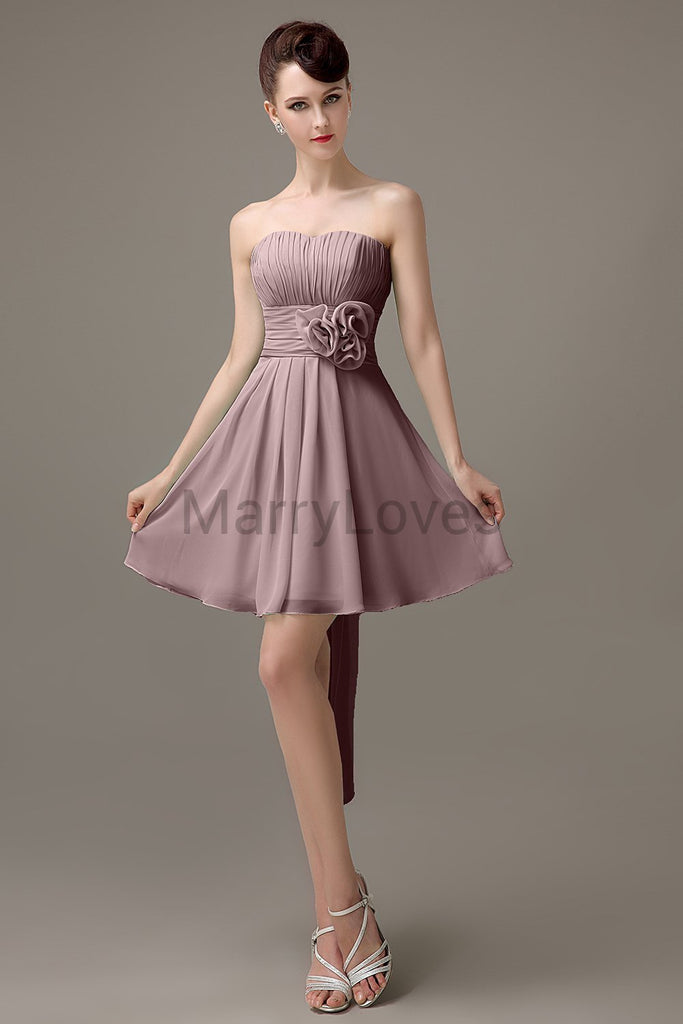 Strapless Pleats Chiffon Bridesmaid Dresses