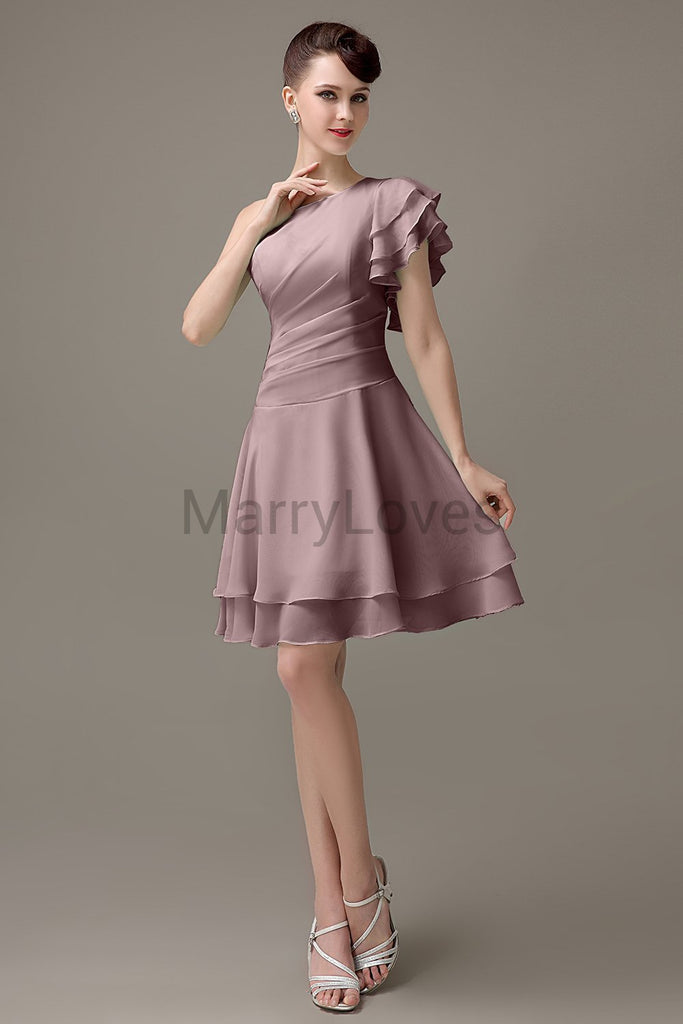 One Shoulder Ruffles Bridesmaid Dresses