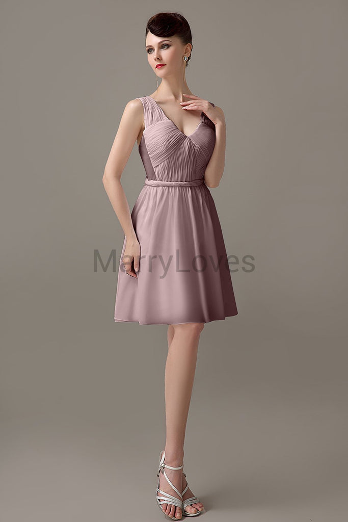 V-neck Chiffon Short Bridesmaid Dresses