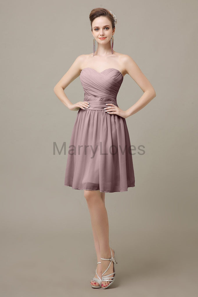 Sweetheart Short Chiffon Bridesmaid Dresses