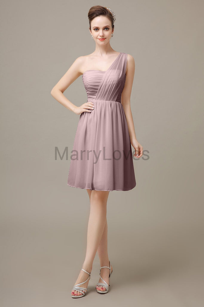 One shoulder Pleats Chiffon Bridesmaid Dresses