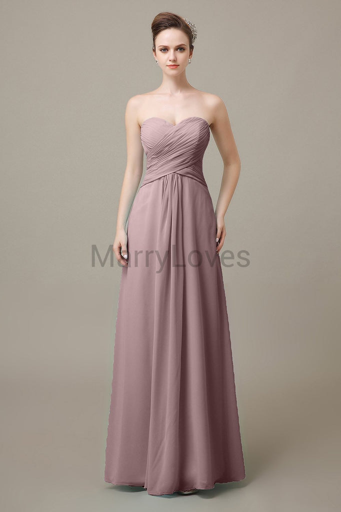 Sweetheart Chiffon Floor Length Bridesmaid Dresses