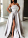 A Line Side Slit Simple Design Elegant Long Prom Dresses, WP021