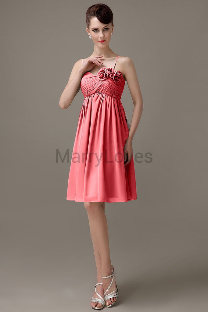 Spaghetti Strap Chiffon Short Bridesmaid Dresses