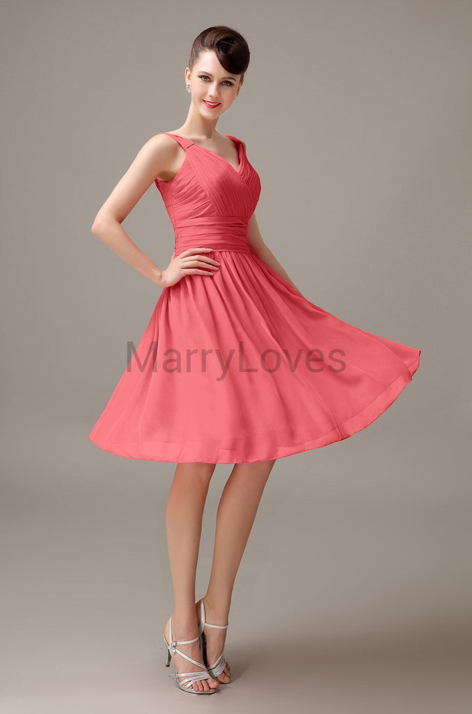 V-Neck Sleeveless Chiffon Bridesmaid Dresses