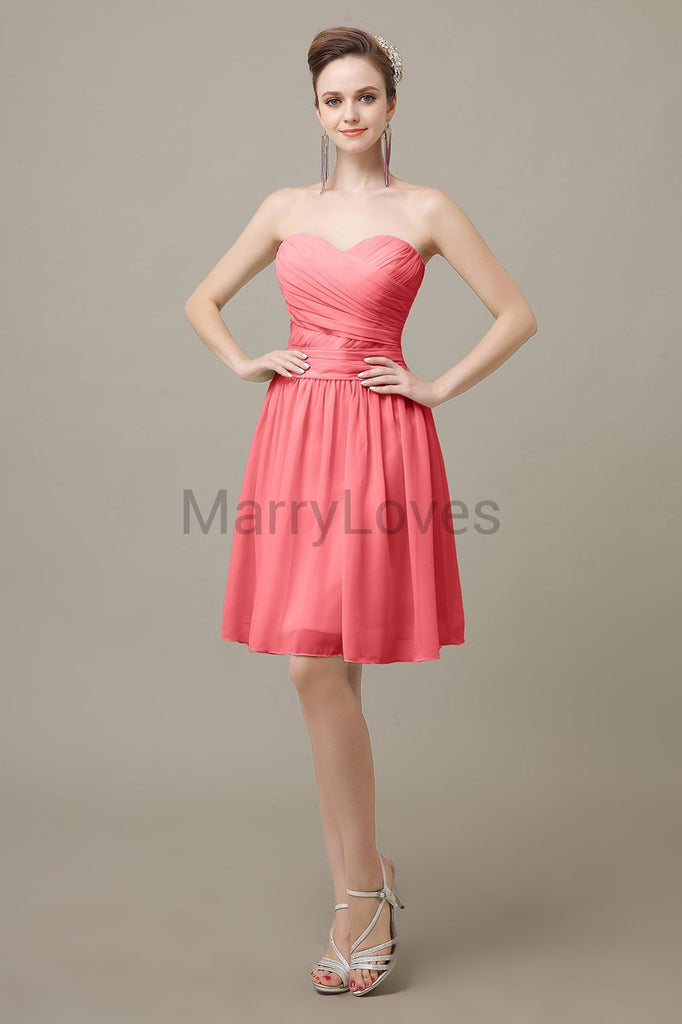 Sweetheart Short Chiffon Bridesmaid Dresses