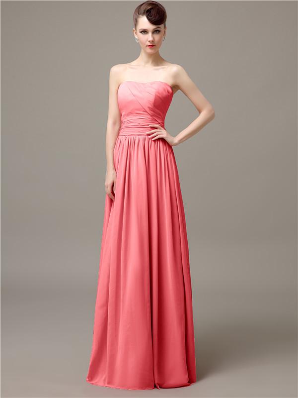 Strapless Pleats Chiffon Bridesmaid Dresses