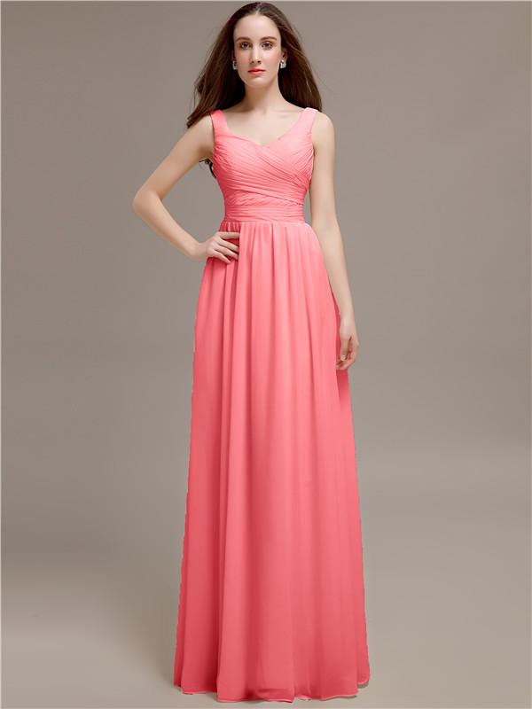 Scoop Neck Sleeveless Pleats Bridesmaid Dresses