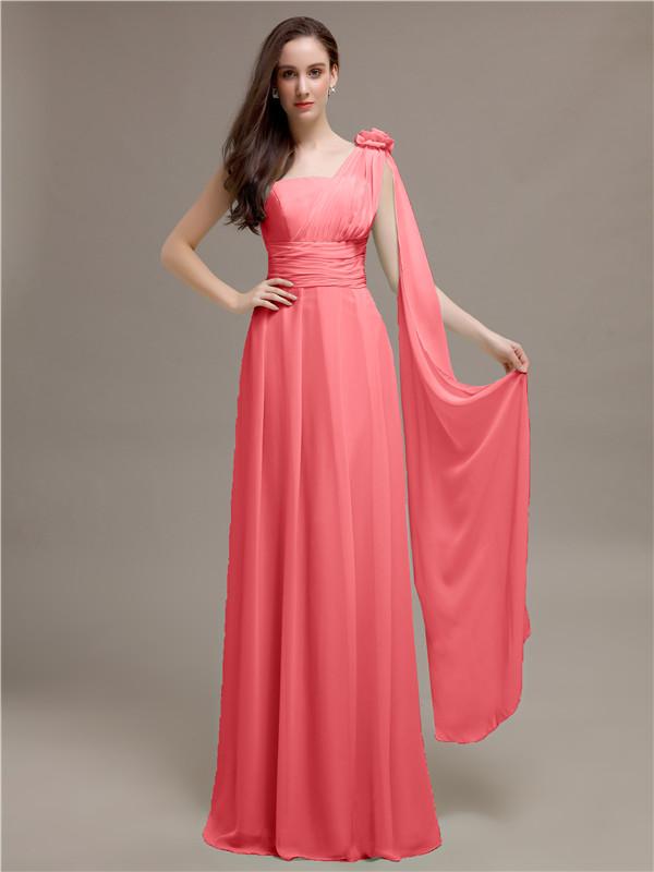 One-shoulder Appliques Chiffon Bridesmaid Dresses