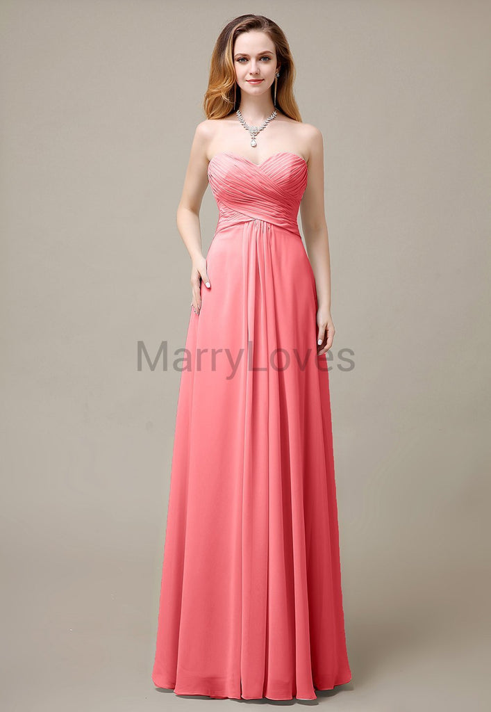 Cross-Pleated Chiffon Bridesmaid Dress with Sweetheart