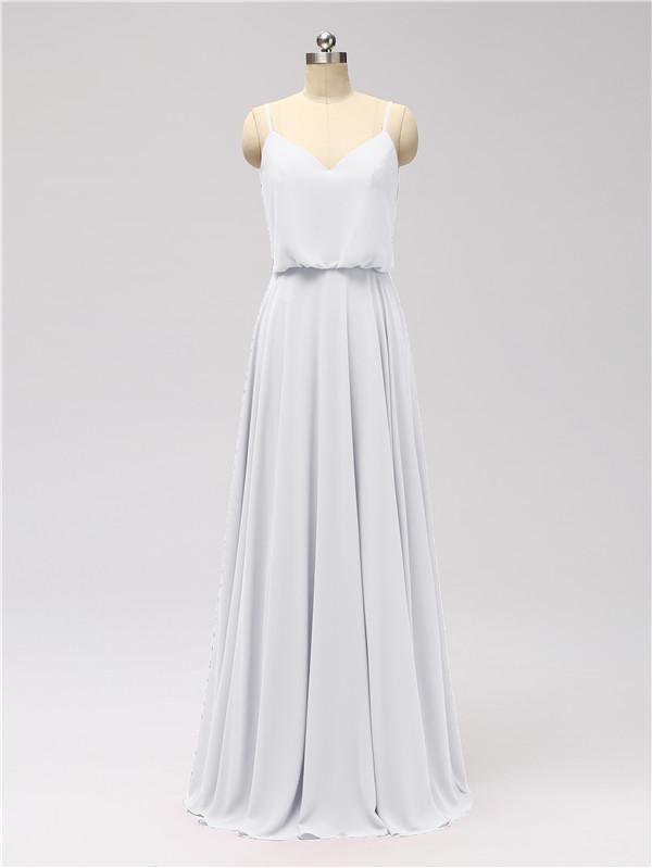 Spaghetti Strap Chiffon Floor Length Bridesmaid Dresses