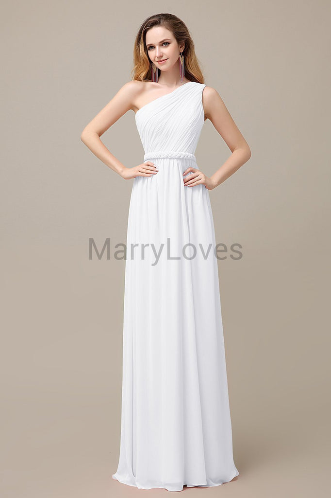 One Shoulder Chiffon Floor Length Bridesmaid Dresses