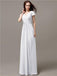 A-line V-neck Short Sleeves Pleats Bridesmaid Dresses