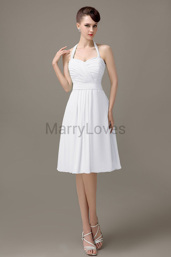 Halter Chiffon Short Bridesmaid Dresses