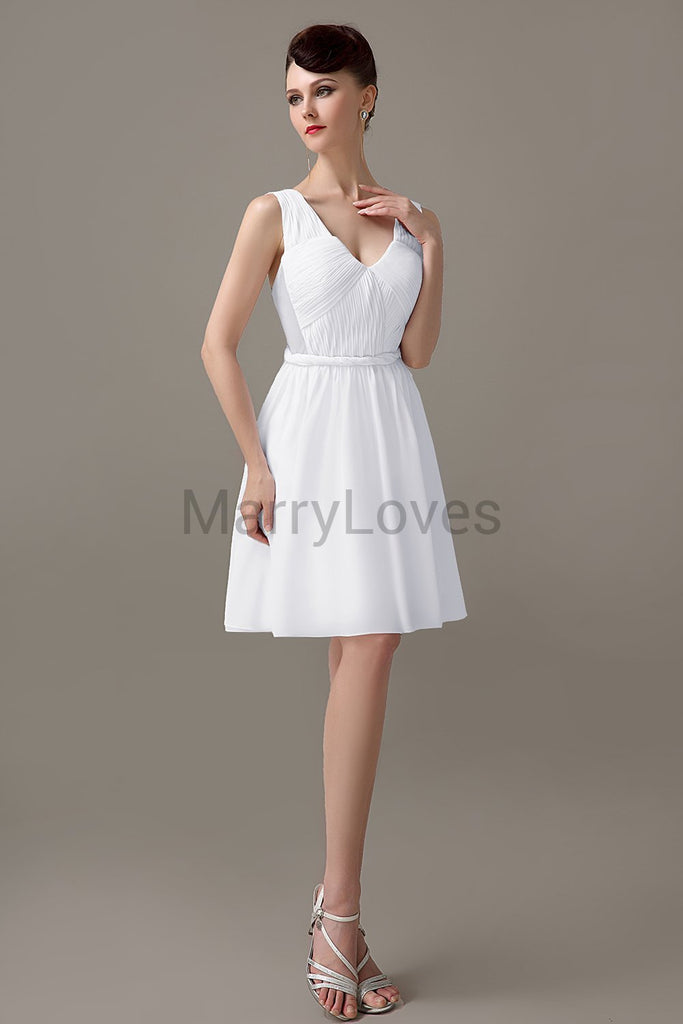 V-neck Chiffon Short Bridesmaid Dresses