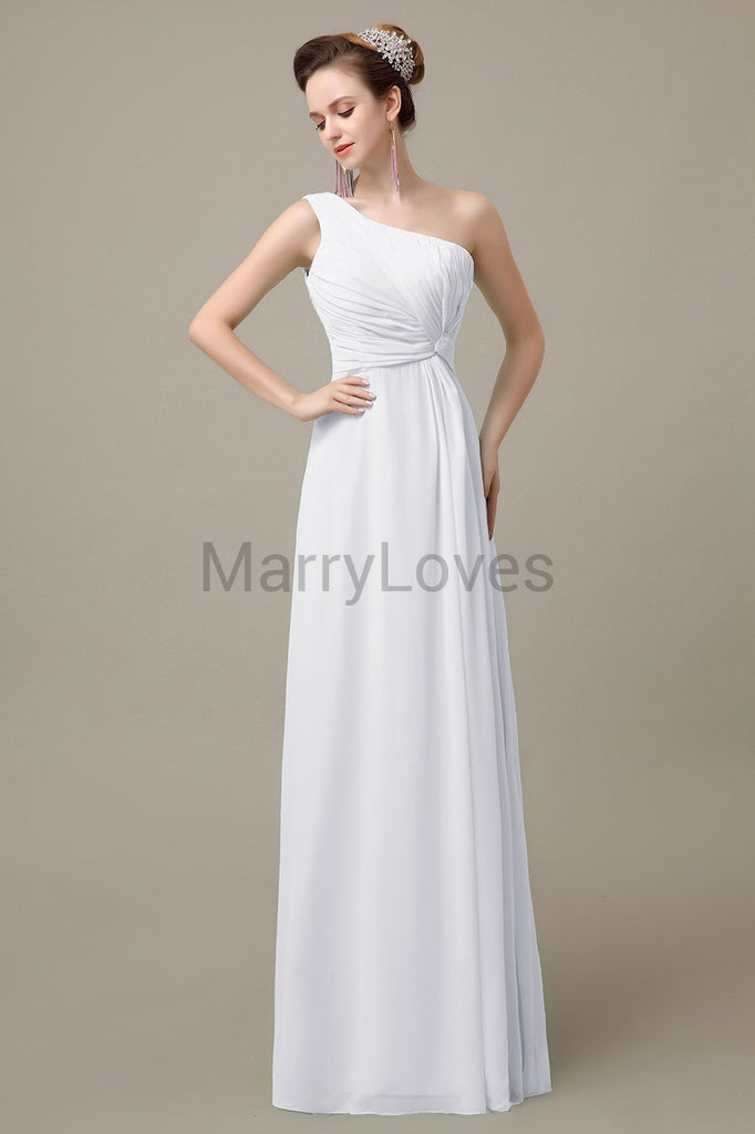 One Shoulder Long Chiffon Bridesmaid Dresses