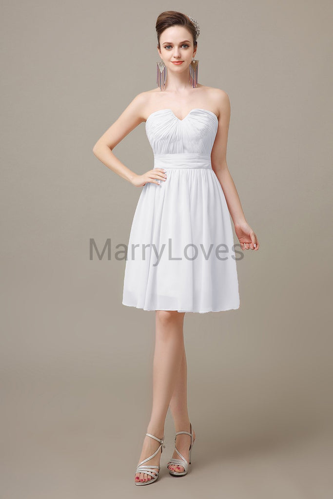 Sweetheart Neck Knee Length Chiffon Bridesmaid Dresses