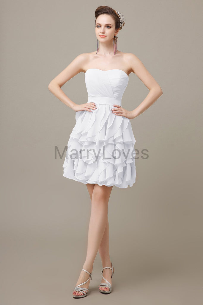 Sweetheart Ruffles Short Bridesmaid Dresses