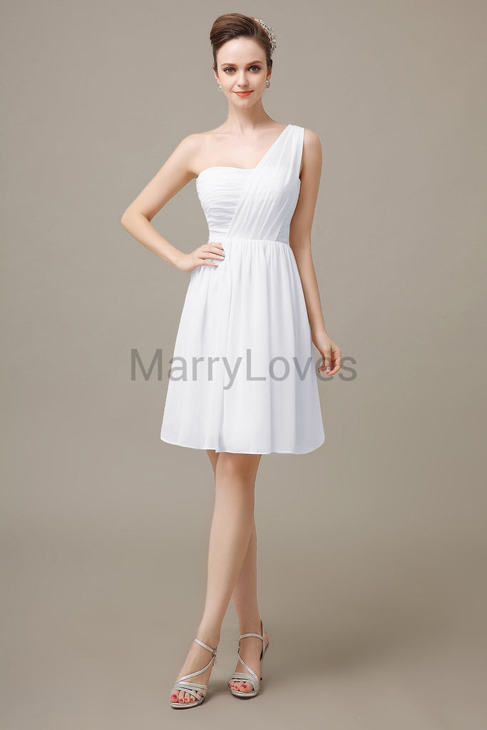 One shoulder Pleats Chiffon Bridesmaid Dresses