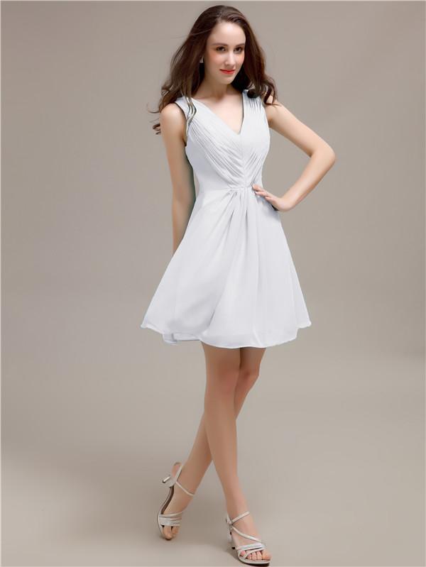 V-Neck Short A-Line Bridesmaid Dresses