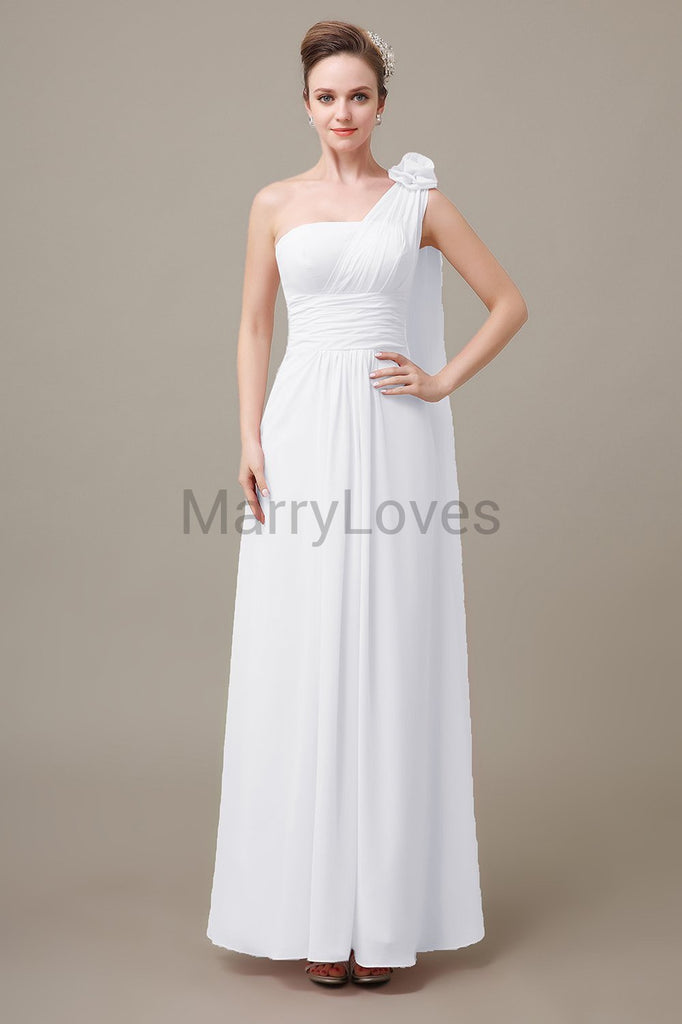 One Shoulder Long Chiffon Bridesmaid Dresses