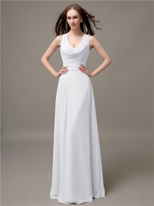 A-line Jewel Neck Floor-length Bridesmaid Dresses