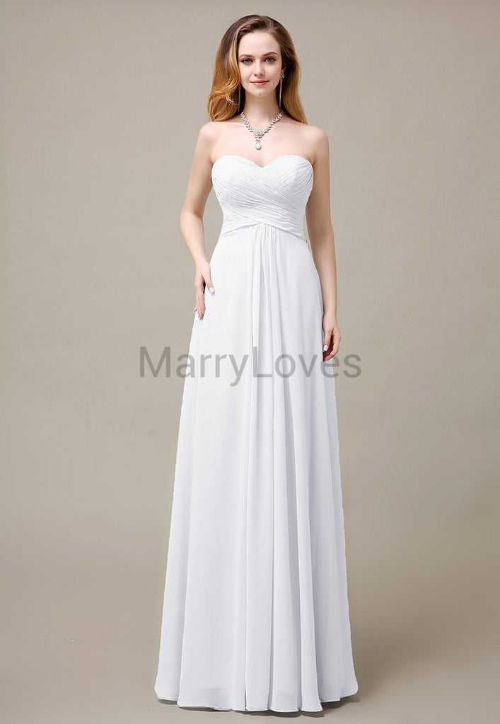 Cross-Pleated Chiffon Bridesmaid Dress with Sweetheart