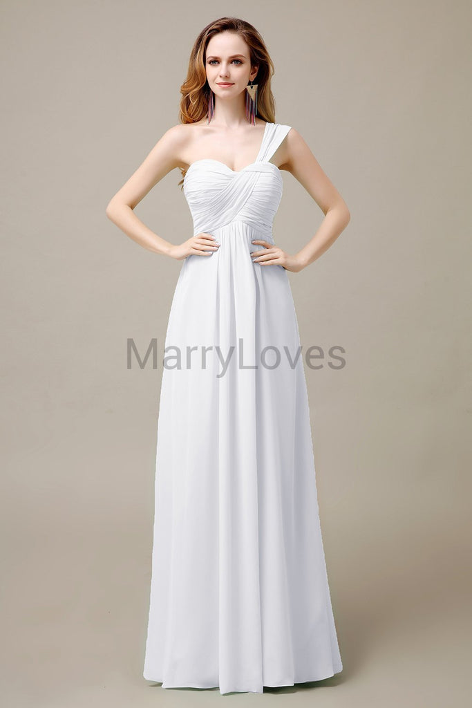 One Shoulder Chiffon Long Bridesmaid Dresses