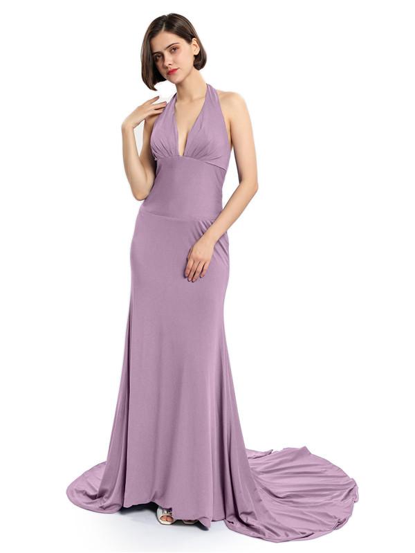 Mermaid Halter Deep V-neck Bridesmaid Dresses