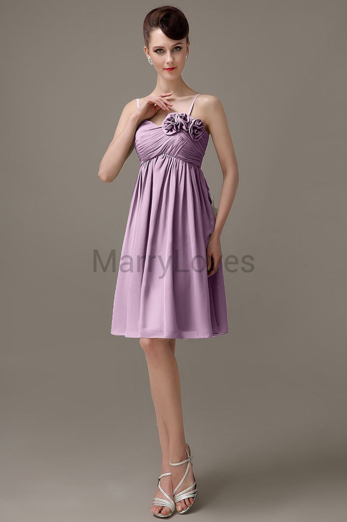 Spaghetti Strap Chiffon Short Bridesmaid Dresses