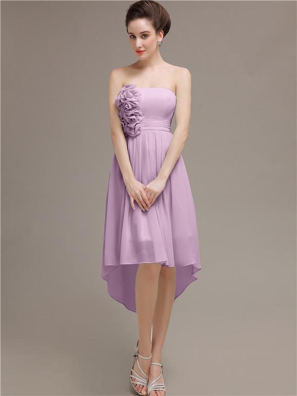 Strapless High Low Chiffon Bridesmaid Dresses